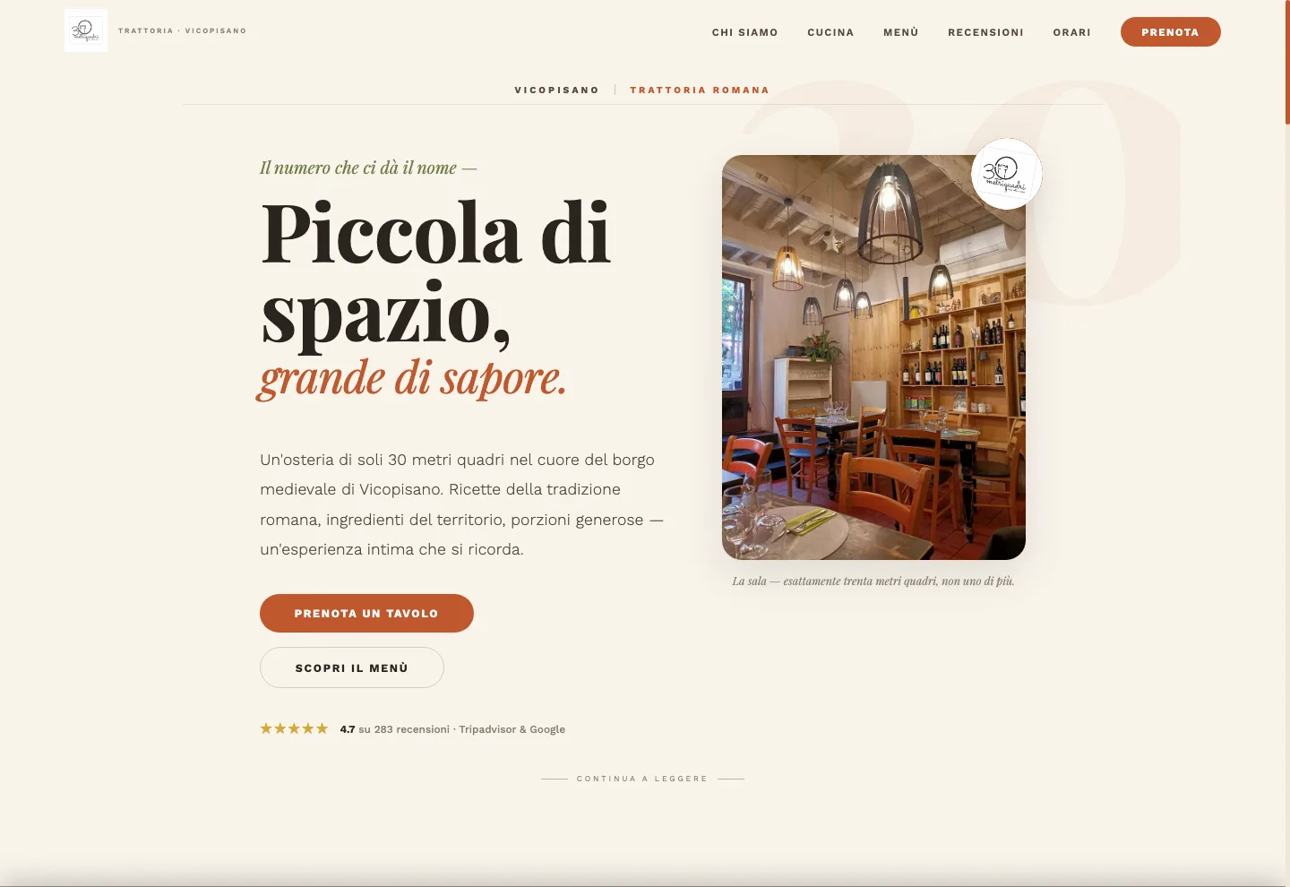 Screenshot desktop del sito 30 Metri Quadri
