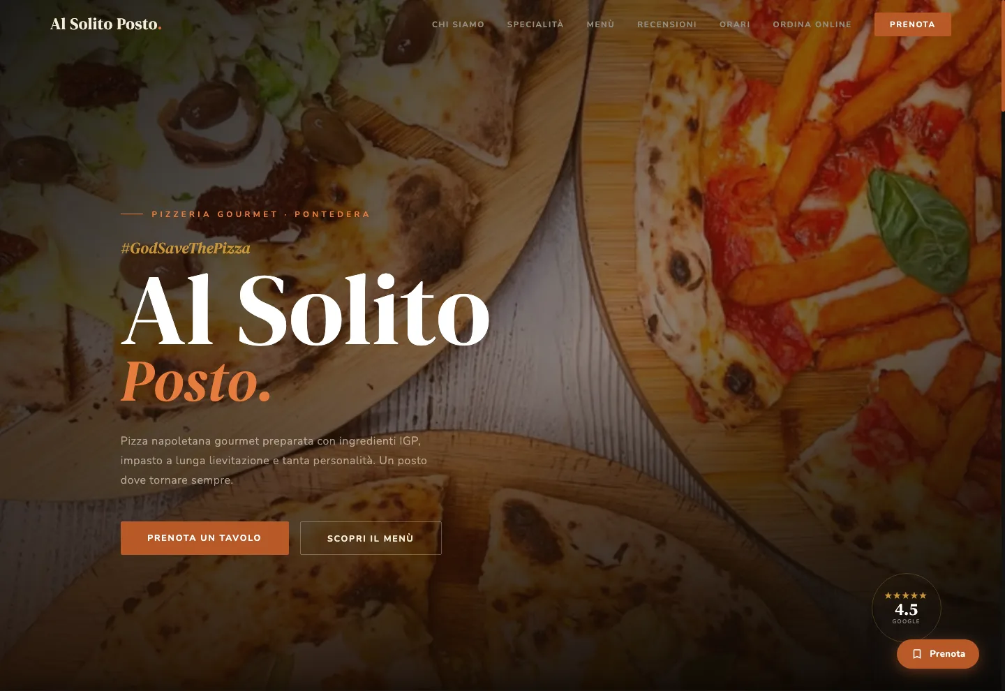 Screenshot desktop del sito Al Solito Posto
