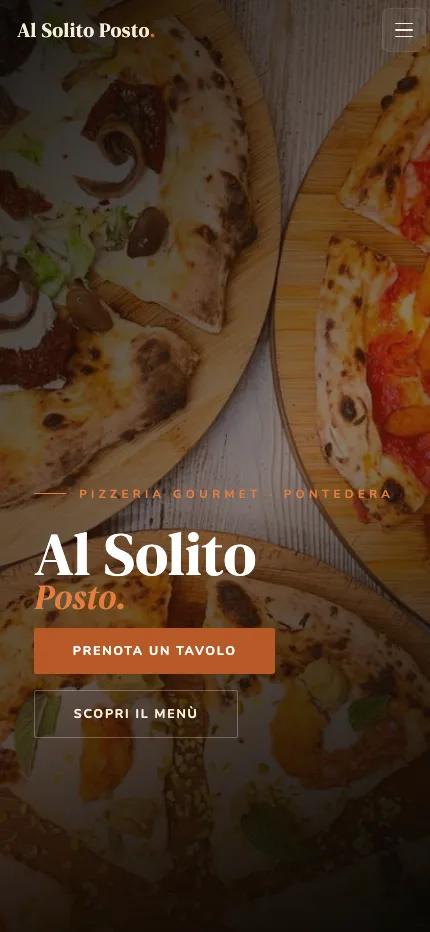 Screenshot smartphone del sito Al Solito Posto