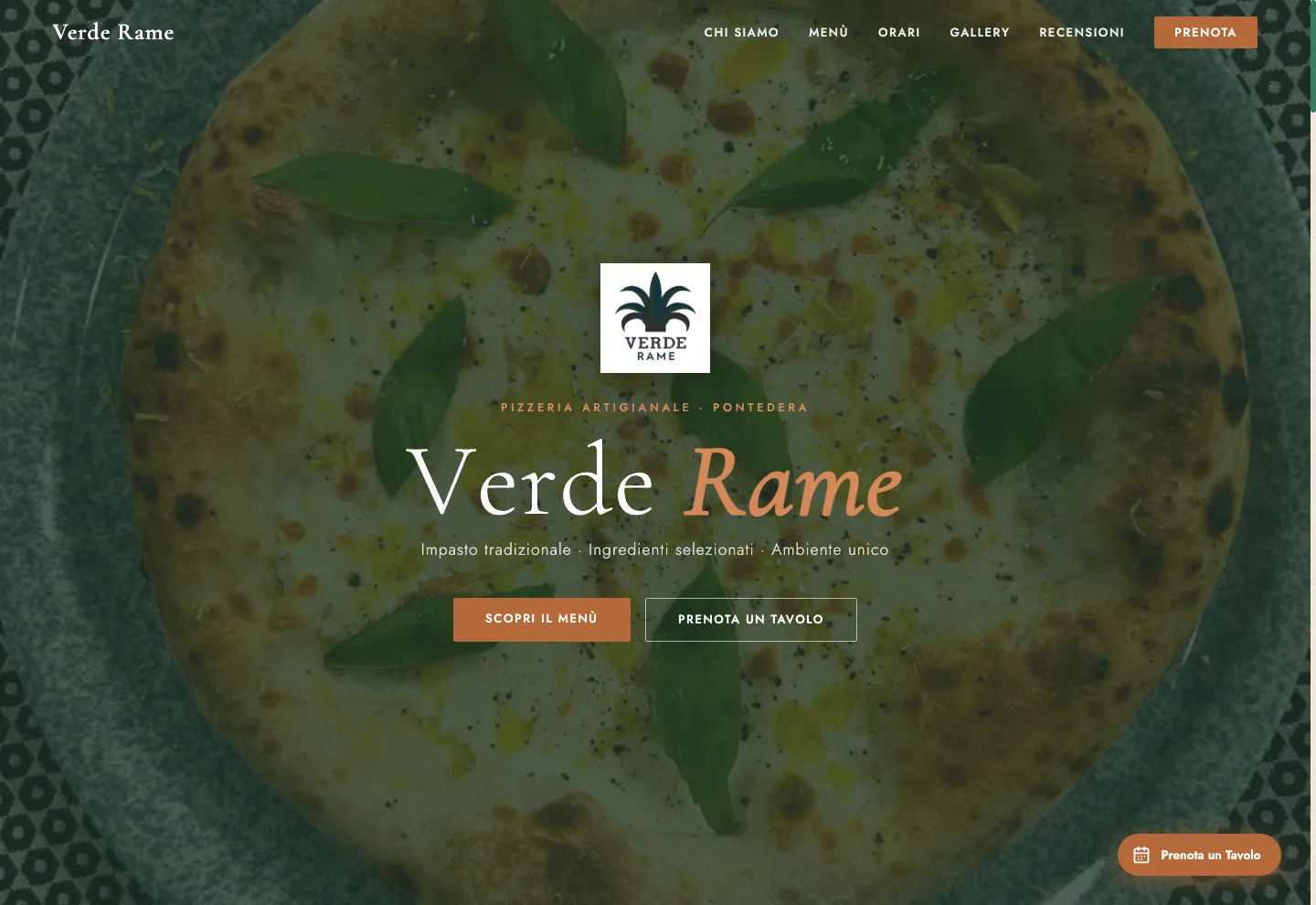 Screenshot desktop del sito Verde Rame